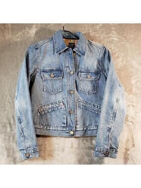 Gap Vintage Icon J Women's Light Blue Denim Jacket Collared Button Size S